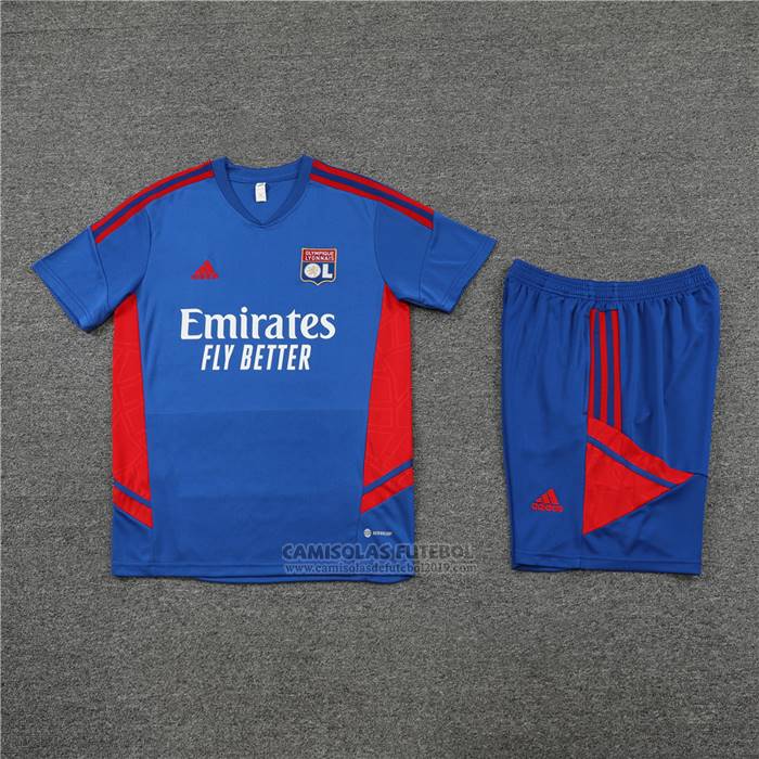 Fato de Treino Lyon Manga Curta 2022-2023 Azul - Calcas Curta